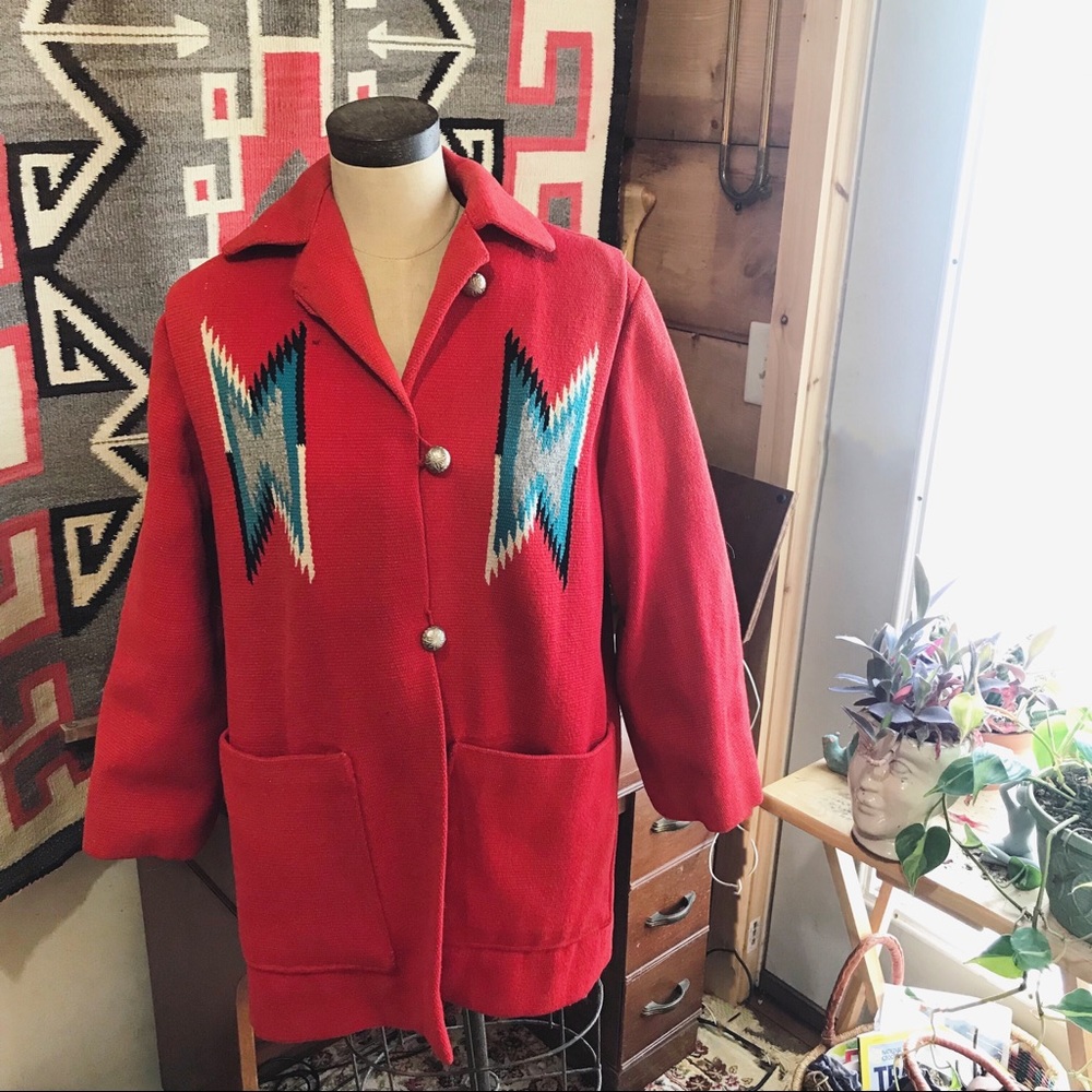 Vintage 30’s 40’s Ortega’s Chimayo red wool coat